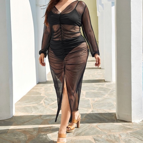 Swim Sheer Dress Cover Up Pullover - Picture 2 of 5